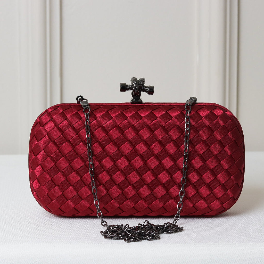 CLUTCH RETANGULAR TECIDO XADREZ FECHO NÓ