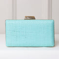 CLUTCH TURQUESA PALHA TRANÇADA FORMATO RETANGULAR