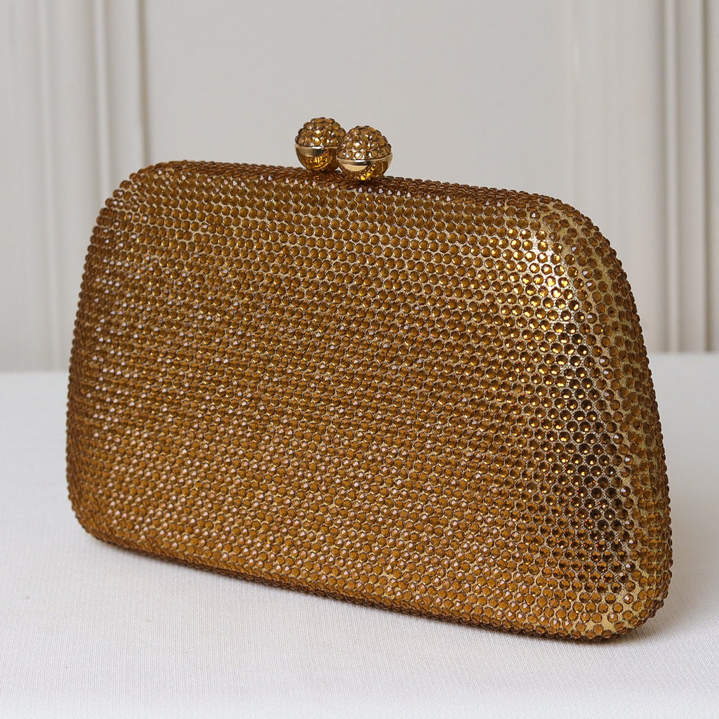 CLUTCH BRILHO STRASS FUNDO TECIDO FORMATO OVAL FECHO ESFERA