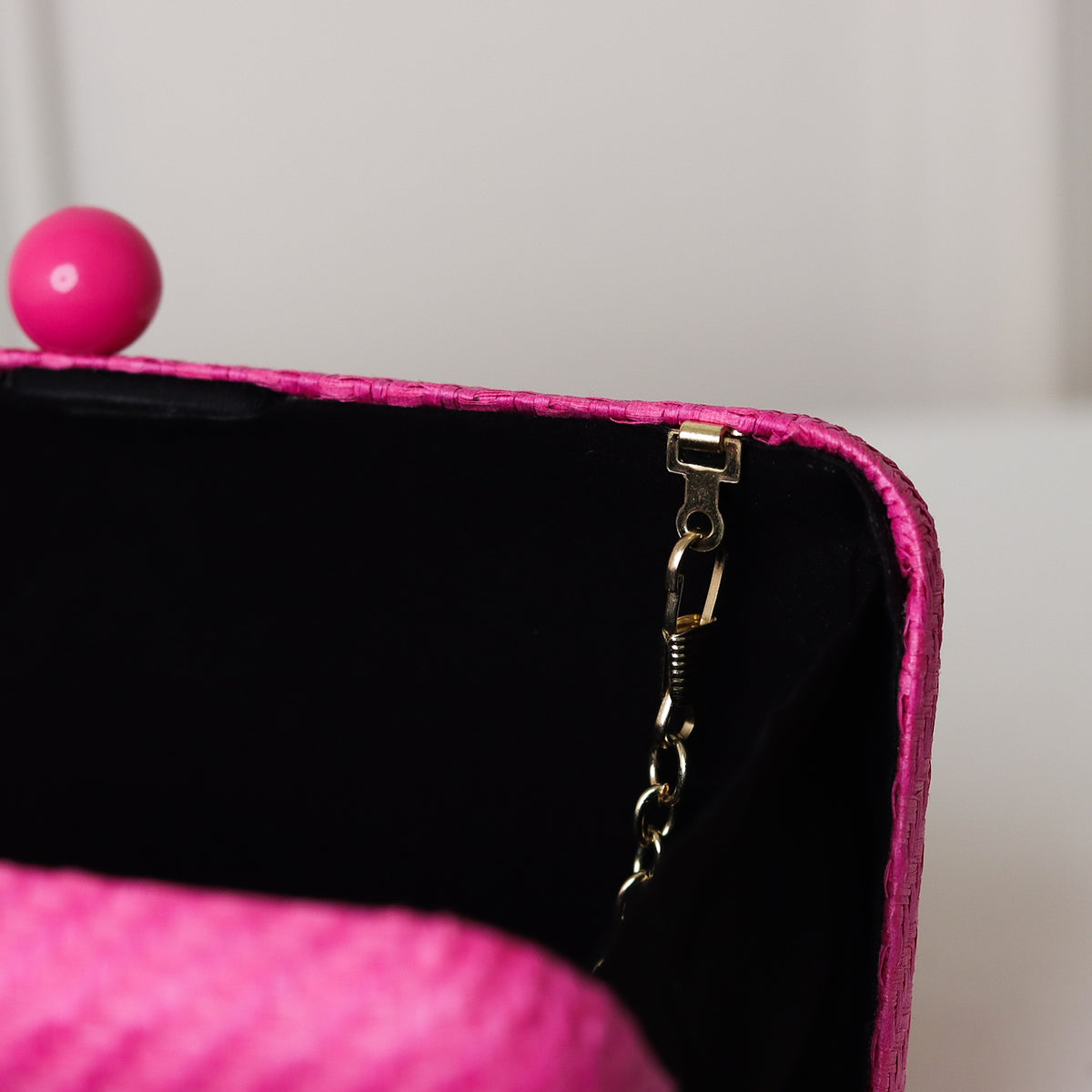 CLUTCH PALHA VERDE/ROSA TRANÇADA LISA