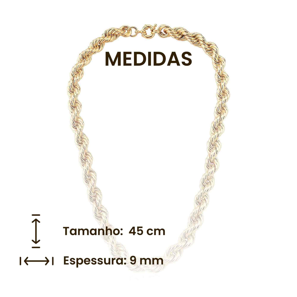 COLAR CORRENTE DOURADA/PRATA/MISTURA DE BANHOS LISA ELOS TORCIDA