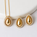 CONJUNTO FESTA LUXO CRISTAL DOURADO LISO FORMATO GOTA CRAVEJADO LADO