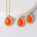 CONJUNTO FESTA LUXO CRISTAL LARANJA CRAVEJADO DOURADO LADO FORMATO GOTA
