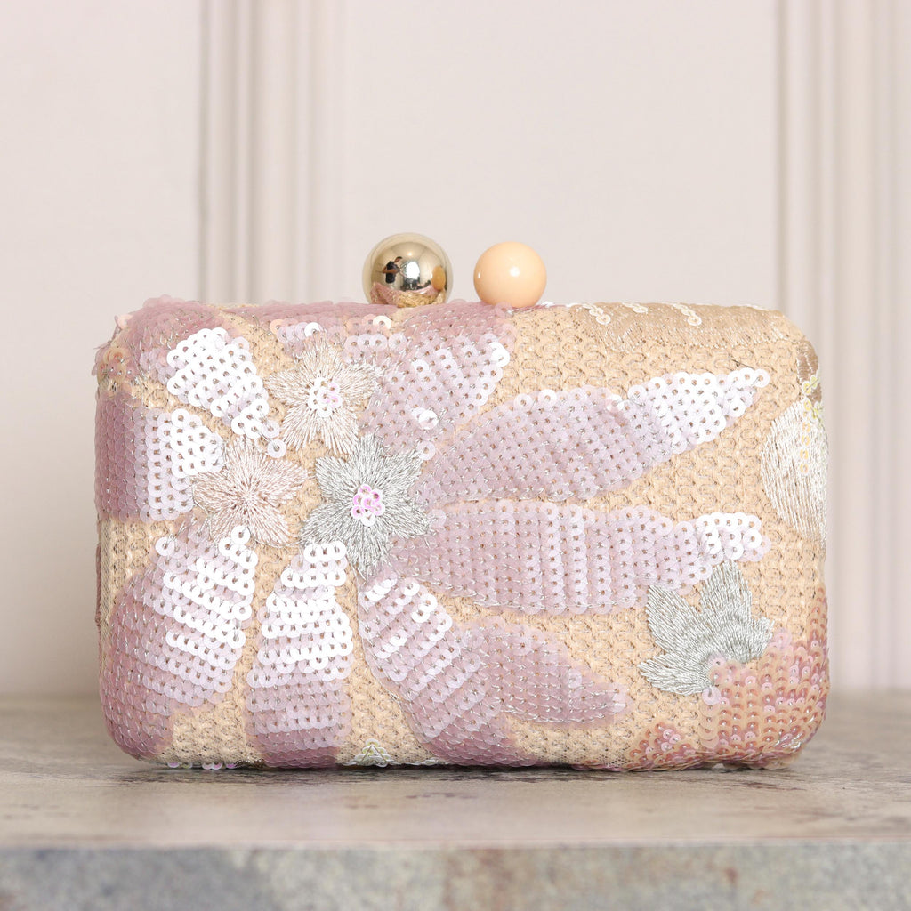 KIT FESTA: CLUTCH BORDADA ROSA + BRINCO FESTA GOTA ROSA