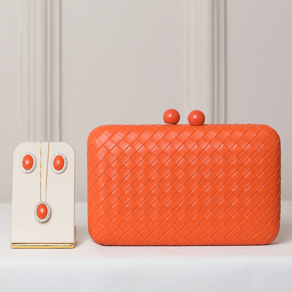 KIT FESTA: CLUTCH LARANJA + CONJUNTO FESTA LARANJA